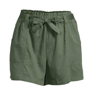 Womens Plus Size Belted High-rise Shorts Green